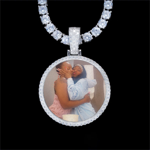 925S & VVS Moissanite 3D Circle Custom Picture Pendant