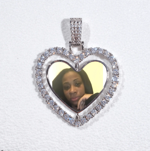 3D Spinning 2-Faced Heart Custom Picture Pendant