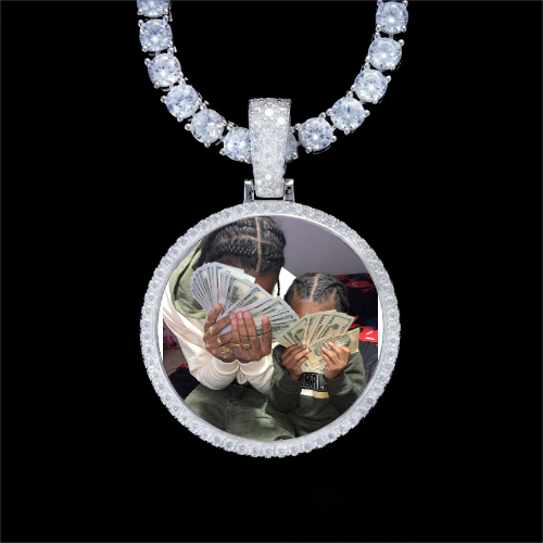 925S & VVS Moissanite 3D Circle Custom Picture Pendant