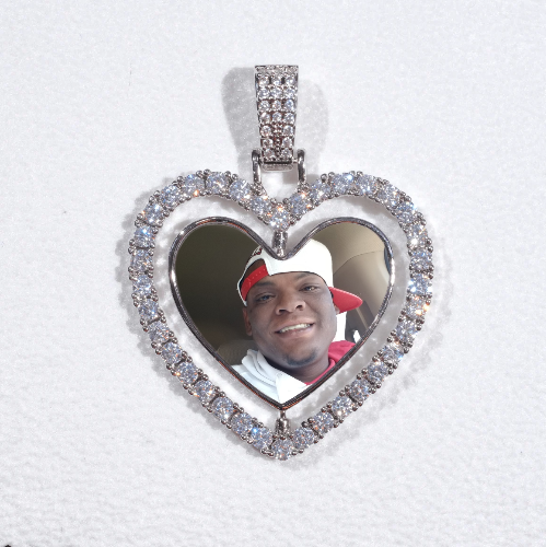 3D Spinning 2-Faced Heart Custom Picture Pendant