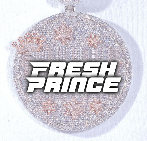 CUSTOM LETTER NECKLACE 3D BIG CROWN DISC
