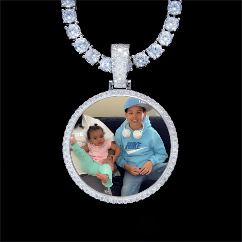 925S & VVS Moissanite 3D Circle Custom Picture Pendant