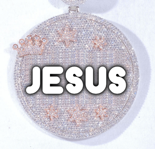 CUSTOM LETTER NECKLACE 3D BIG CROWN DISC