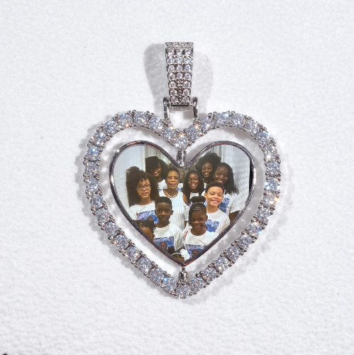 3D Spinning 2-Faced Heart Custom Picture Pendant
