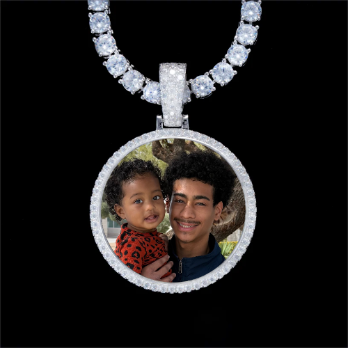 925S & VVS Moissanite 3D Circle Custom Picture Pendant