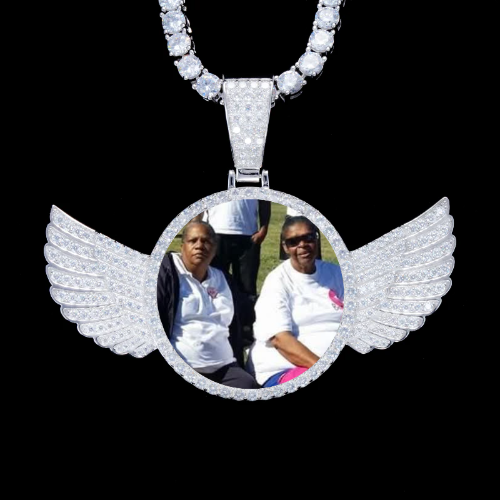 925S & VVS Moissanite 3D Wing Custom Picture Pendant