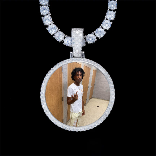 925S & VVS Moissanite 3D Circle Custom Picture Pendant