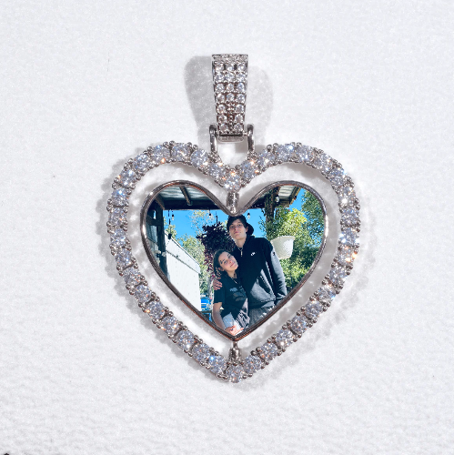 3D Spinning 2-Faced Heart Custom Picture Pendant
