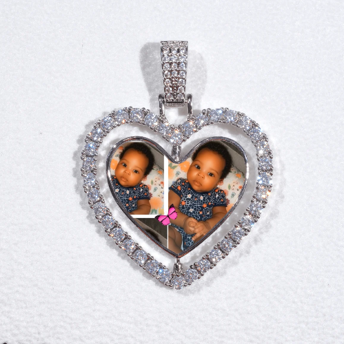 3D Spinning 2-Faced Heart Custom Picture Pendant