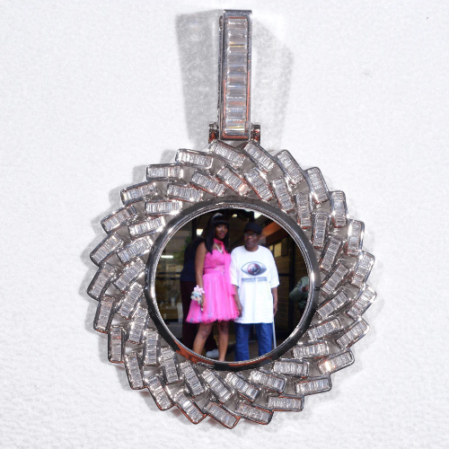 Large 3D Baguette Custom Picture Pendant