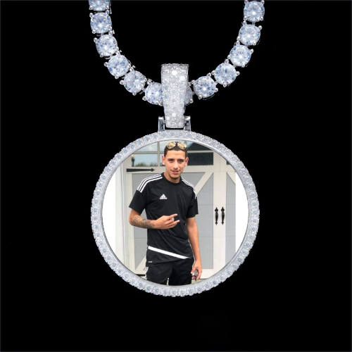 925S & VVS Moissanite 3D Circle Custom Picture Pendant