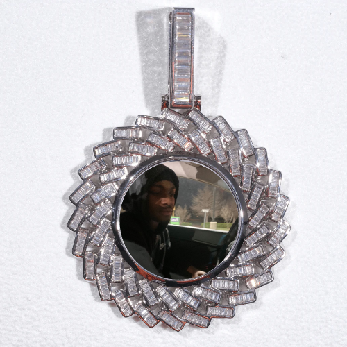 Large 3D Baguette Custom Picture Pendant