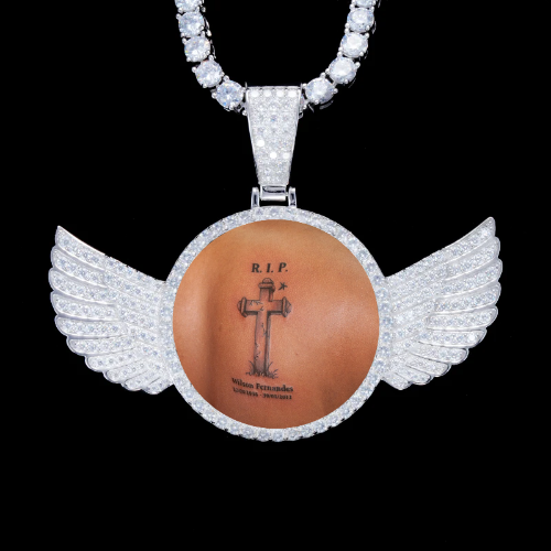 925S & VVS Moissanite 3D Wing Custom Picture Pendant