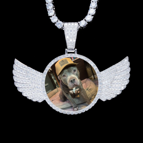 925S & VVS Moissanite 3D Wing Custom Picture Pendant