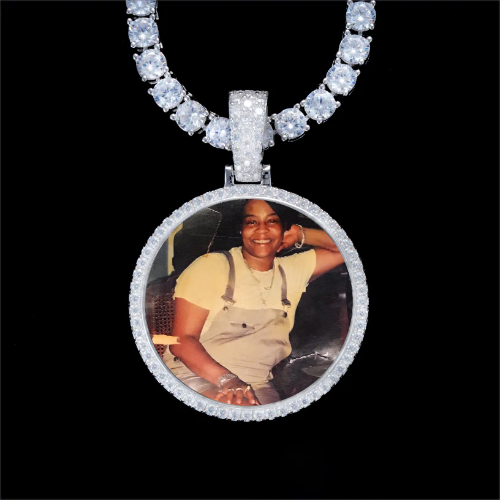 925S & VVS Moissanite 3D Circle Custom Picture Pendant