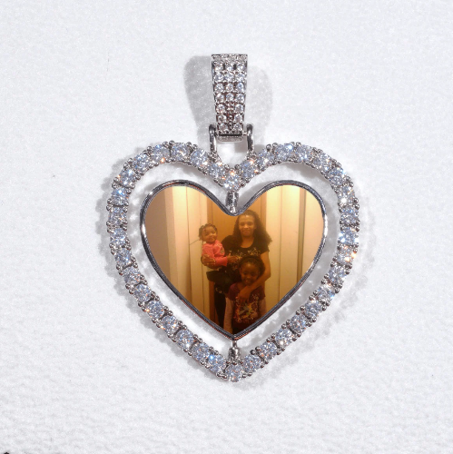 3D Spinning 2-Faced Heart Custom Picture Pendant