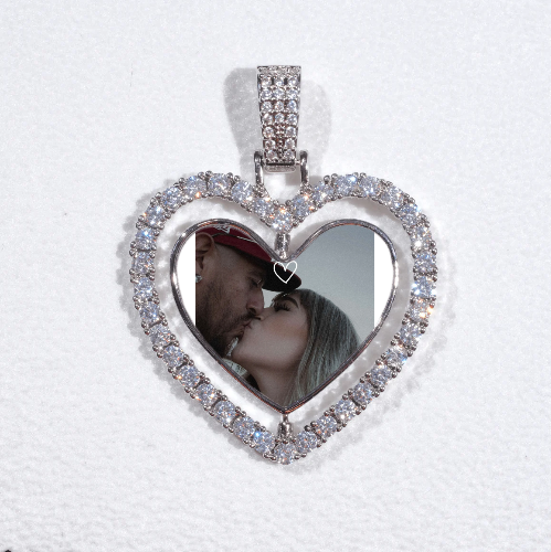 3D Spinning 2-Faced Heart Custom Picture Pendant