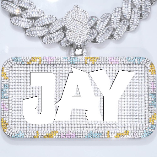 CUSTOM LETTER NECKLACE 3D COLORFUL SQUARE