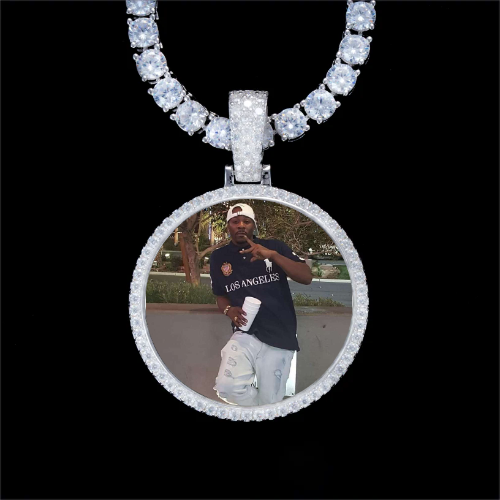 925S & VVS Moissanite 3D Circle Custom Picture Pendant