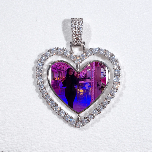 3D Spinning 2-Faced Heart Custom Picture Pendant
