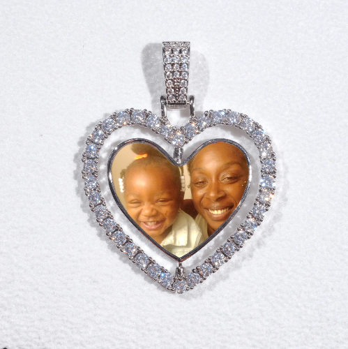 3D Spinning 2-Faced Heart Custom Picture Pendant