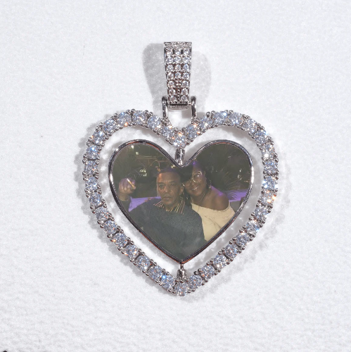 3D Spinning 2-Faced Heart Custom Picture Pendant