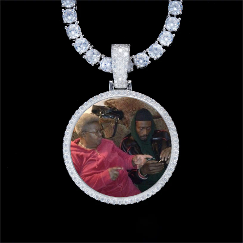 925S & VVS Moissanite 3D Circle Custom Picture Pendant