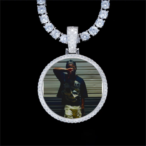 925S & VVS Moissanite 3D Circle Custom Picture Pendant