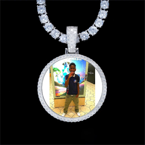 925S & VVS Moissanite 3D Circle Custom Picture Pendant