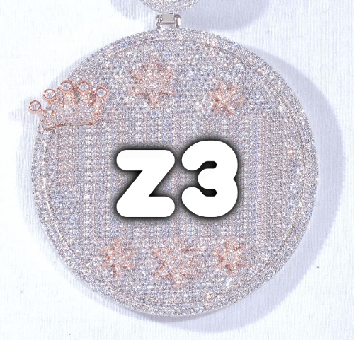 CUSTOM LETTER NECKLACE 3D BIG CROWN DISC