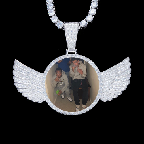 925S & VVS Moissanite 3D Wing Custom Picture Pendant