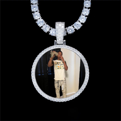 925S & VVS Moissanite 3D Circle Custom Picture Pendant