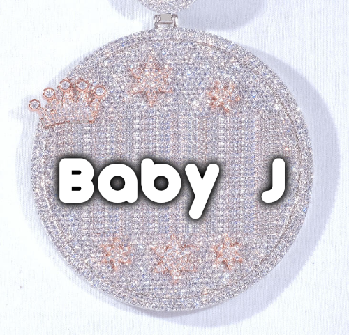 CUSTOM LETTER NECKLACE 3D BIG CROWN DISC