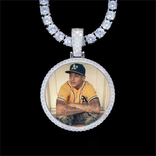 925S & VVS Moissanite 3D Circle Custom Picture Pendant