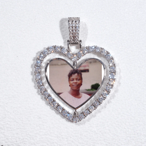 3D Spinning 2-Faced Heart Custom Picture Pendant