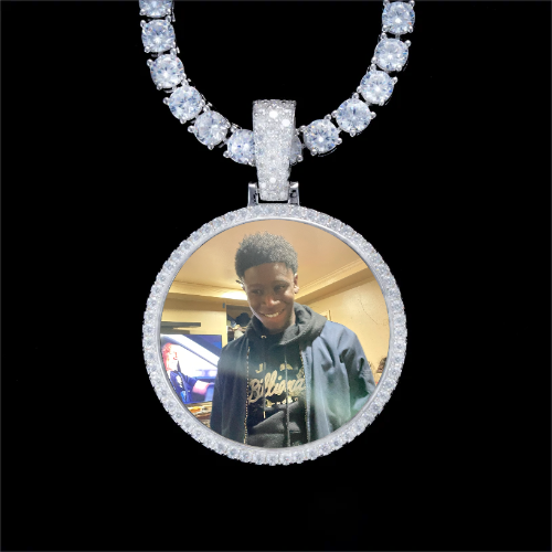 925S & VVS Moissanite 3D Circle Custom Picture Pendant