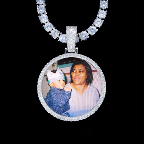925S & VVS Moissanite 3D Circle Custom Picture Pendant