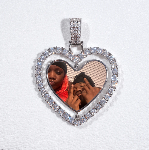3D Spinning 2-Faced Heart Custom Picture Pendant