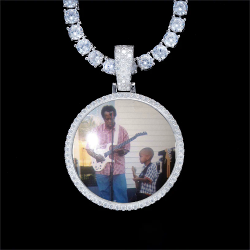 925S & VVS Moissanite 3D Circle Custom Picture Pendant