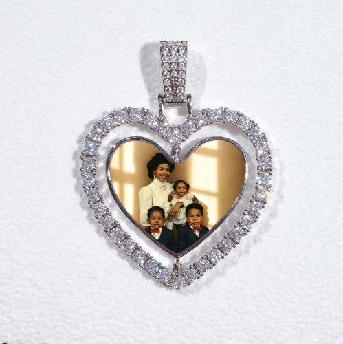 3D Spinning 2-Faced Heart Custom Picture Pendant