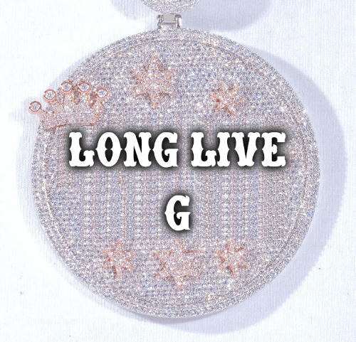 CUSTOM LETTER NECKLACE 3D BIG CROWN DISC
