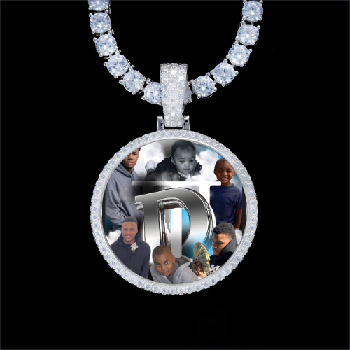 925S & VVS Moissanite 3D Circle Custom Picture Pendant