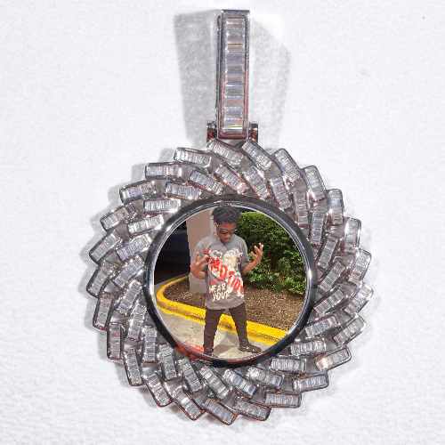 Large 3D Baguette Custom Picture Pendant