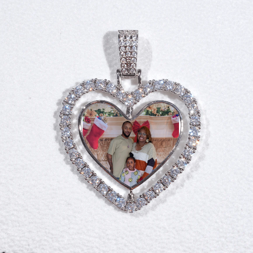 3D Spinning 2-Faced Heart Custom Picture Pendant