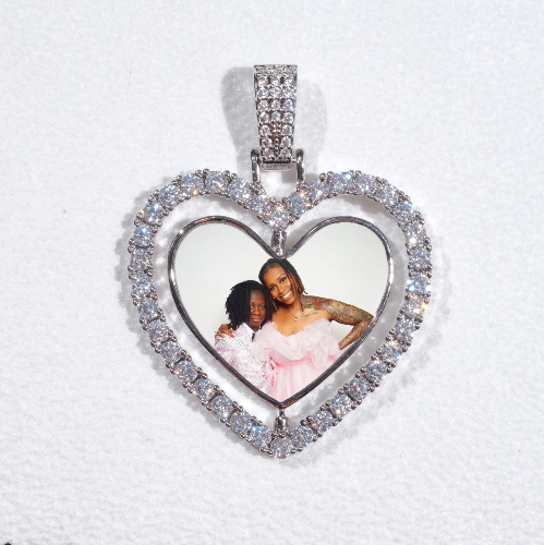 3D Spinning 2-Faced Heart Custom Picture Pendant
