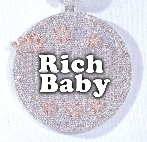 CUSTOM LETTER NECKLACE 3D BIG CROWN DISC
