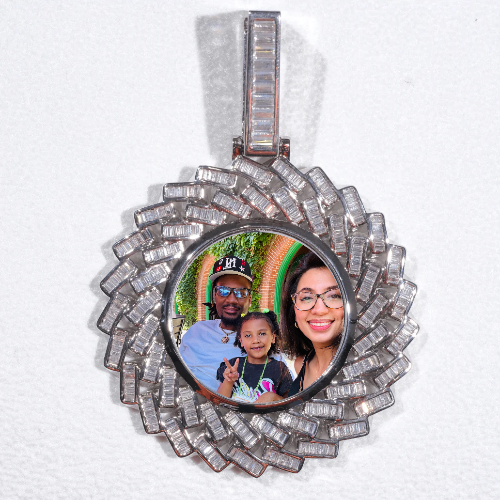 Large 3D Baguette Custom Picture Pendant