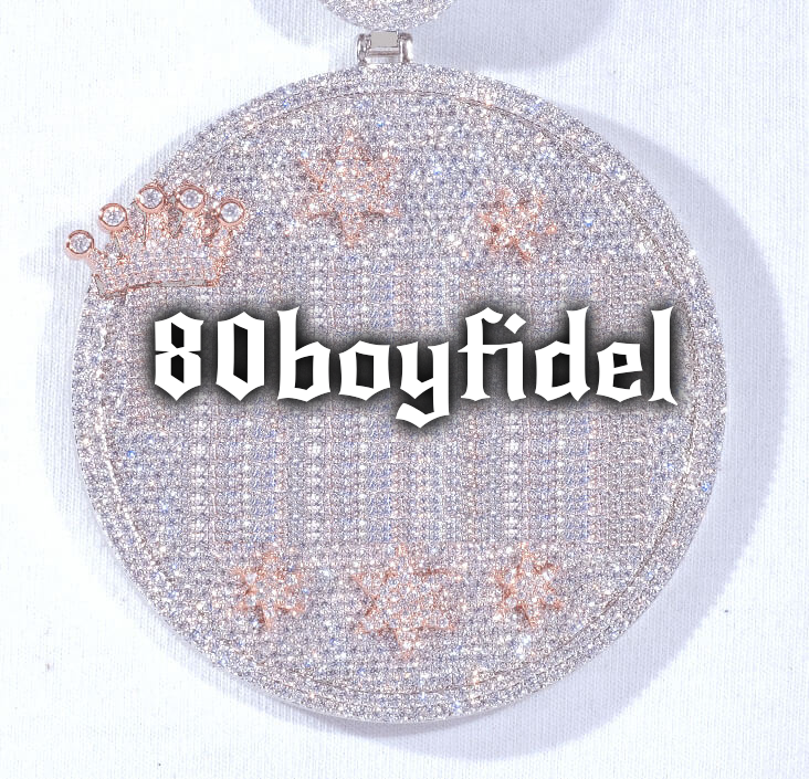 CUSTOM LETTER NECKLACE 3D BIG CROWN DISC