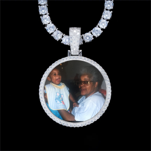 925S & VVS Moissanite 3D Circle Custom Picture Pendant