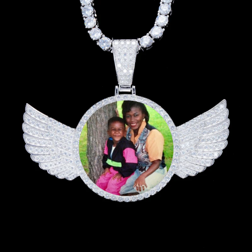 925S & VVS Moissanite 3D Wing Custom Picture Pendant